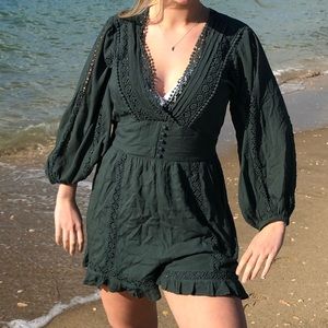 American Eagle forest green romper size medium